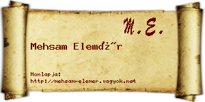 Mehsam Elemér névjegykártya
